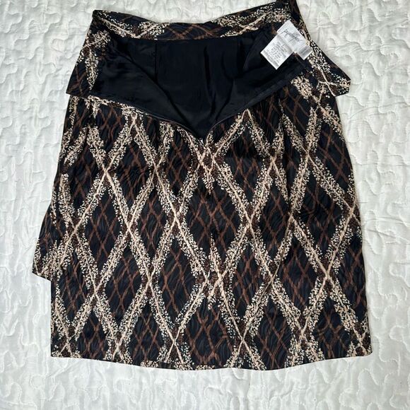 Vintage 90s Jacqueline Ferrar 100% Silk Skirt Abstract Print Petite Size 2 Lined - Picture 9 of 14